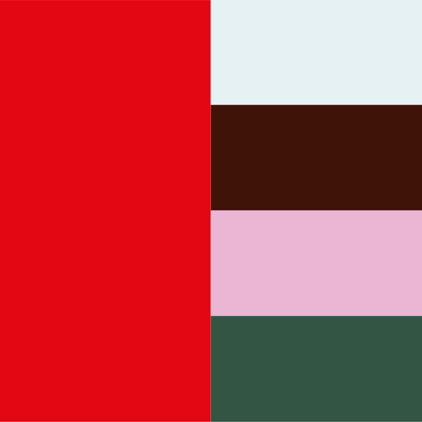 Die Farbpalette des neuen Magazindesigns: Rot, Grau, Braun, Rosa und Moosgrün