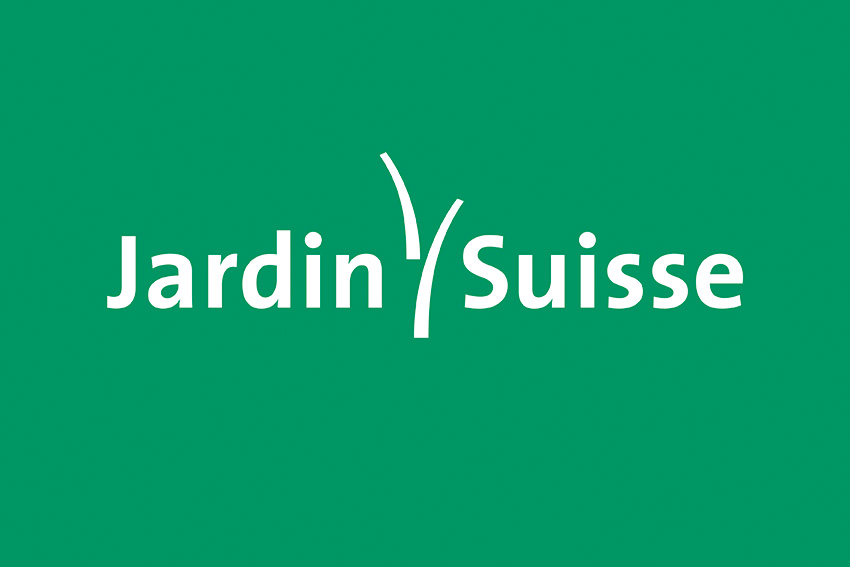 Hier_waechst_Zukunft_4zu5 Das Logo von JardinSuisse: weiss auf grünem Hintergrund
