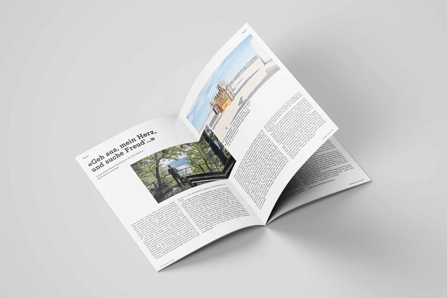 Der Blick in die Printausgabe zeigt einen Artikel mit dem Titel «Geh aus, mein Herz, und suche Freud’ …»