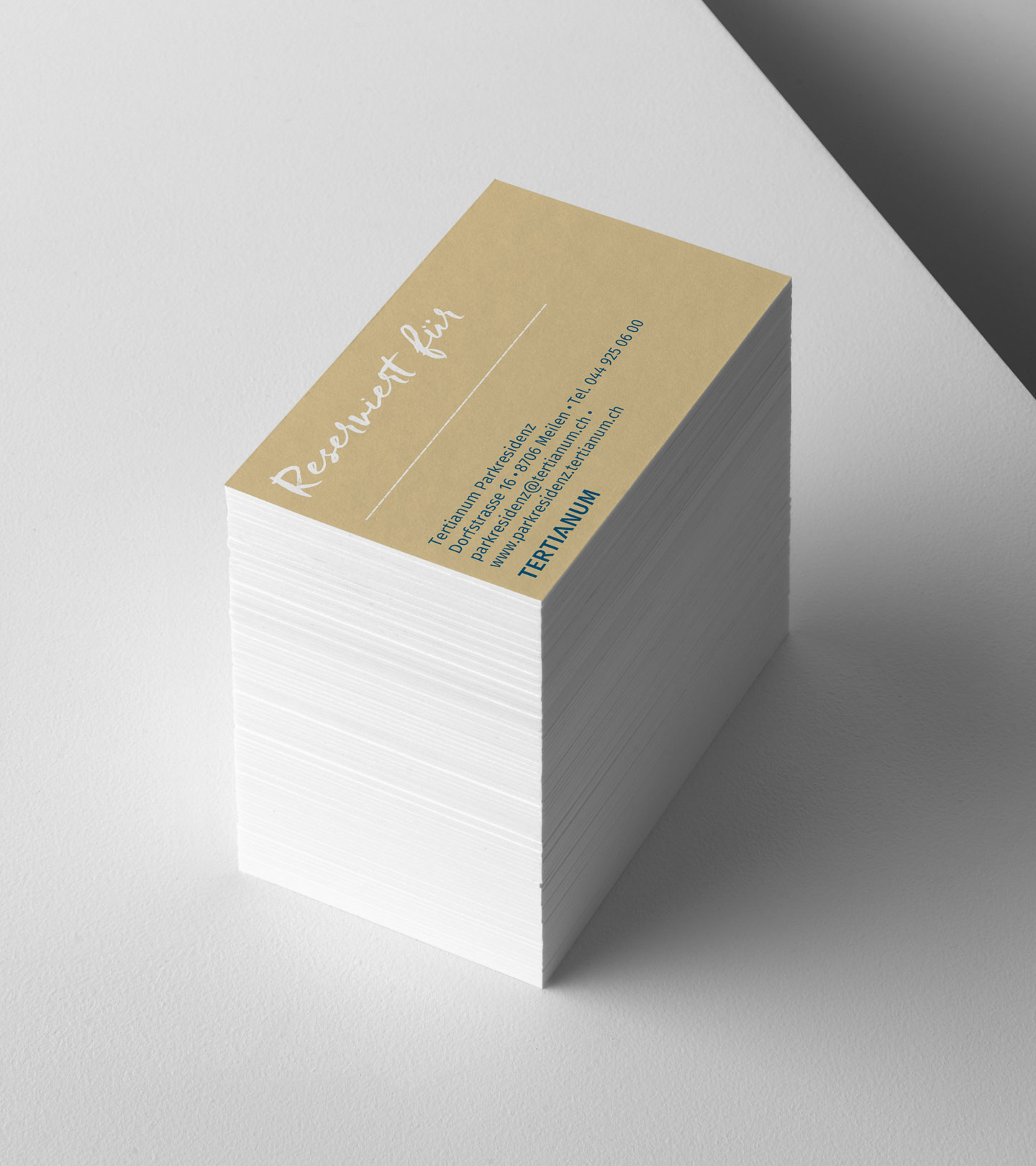 Reservationskärtchen mit der Adresse der Tertianum Parkresidenz