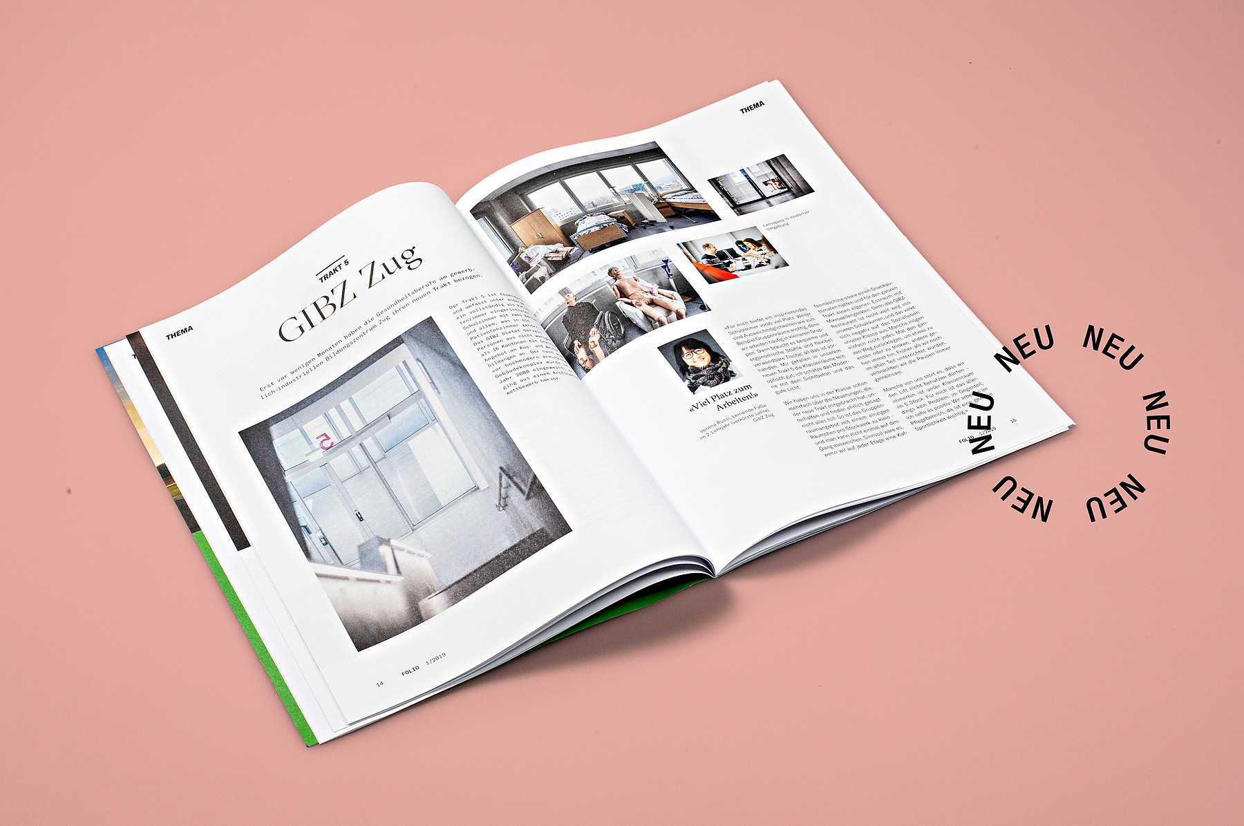 Ein Blick in das neu gestaltete Magazin «Folio» des Verbands Berufsbildung Schweiz zeigt einen Artikel über das GIBZ Zug.