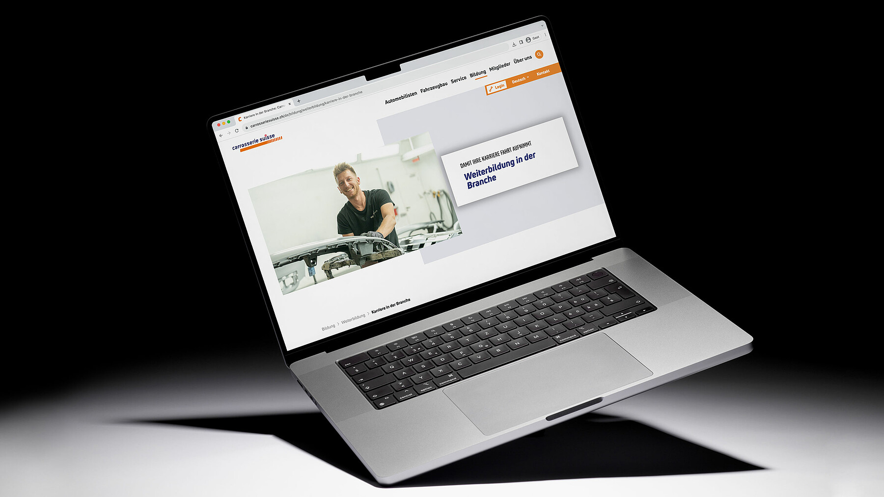 Einblick in die neue Website des Verbands carrosserie suisse