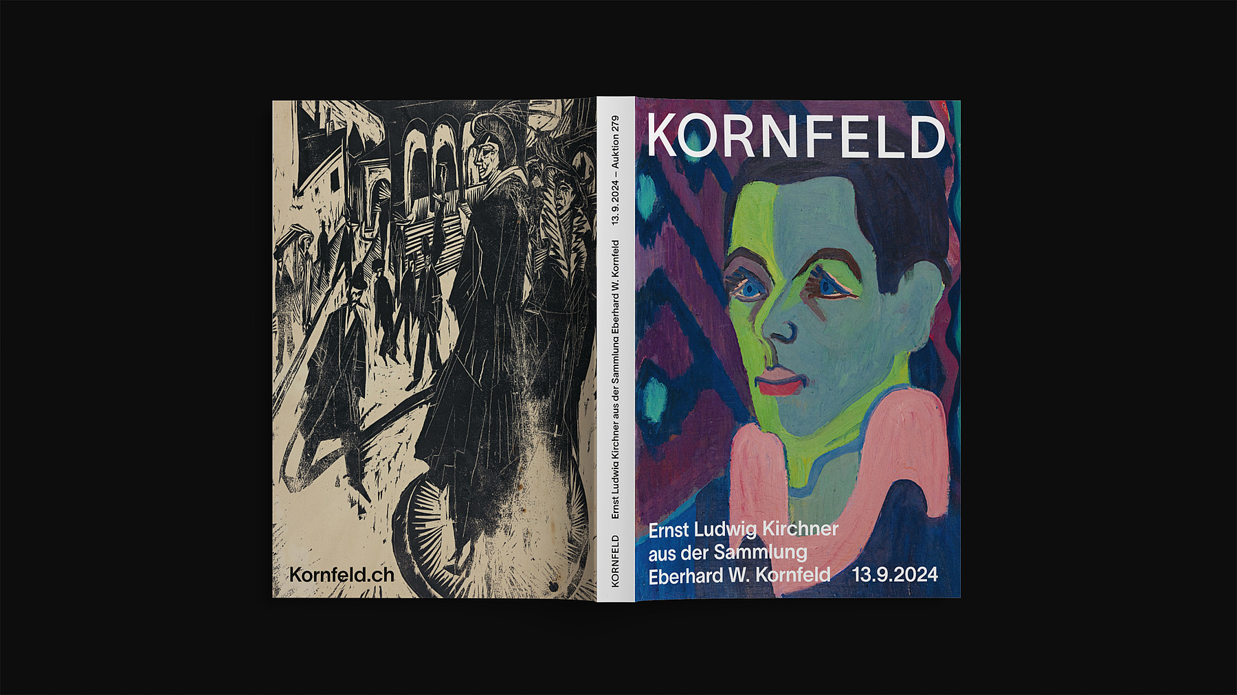 Umschlag des Kornfeld-Katalogs «Ernst Ludwig Kirchner aus der Sammlung Eberhard W. Kornfeld»: Die Rückseite zeigt ein schwarz-weisses Gemälde.