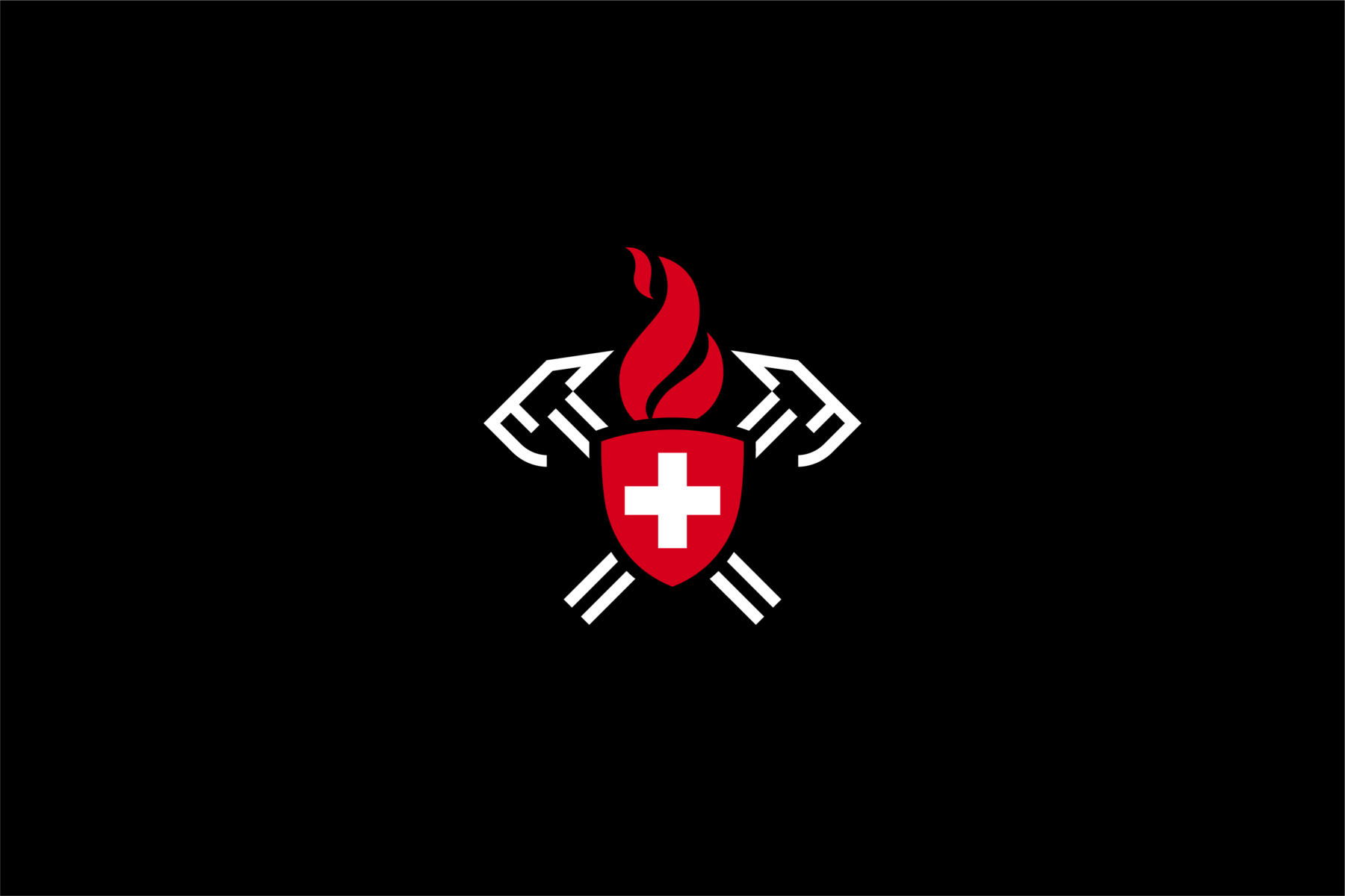 Das SFV-Signet mit Flamme vor schwarzem Hintergrund